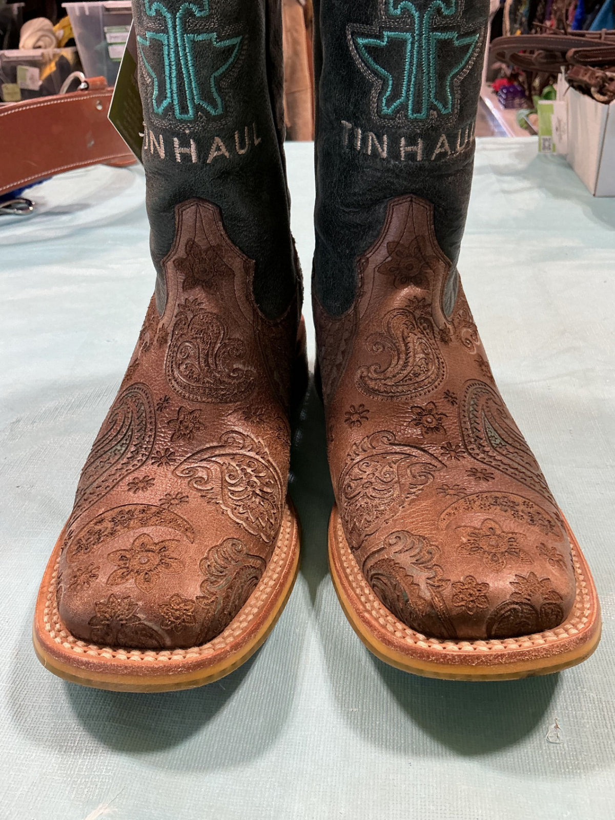 Cowboy Boots Womens Tin Haul Paisley Breeze Size 10