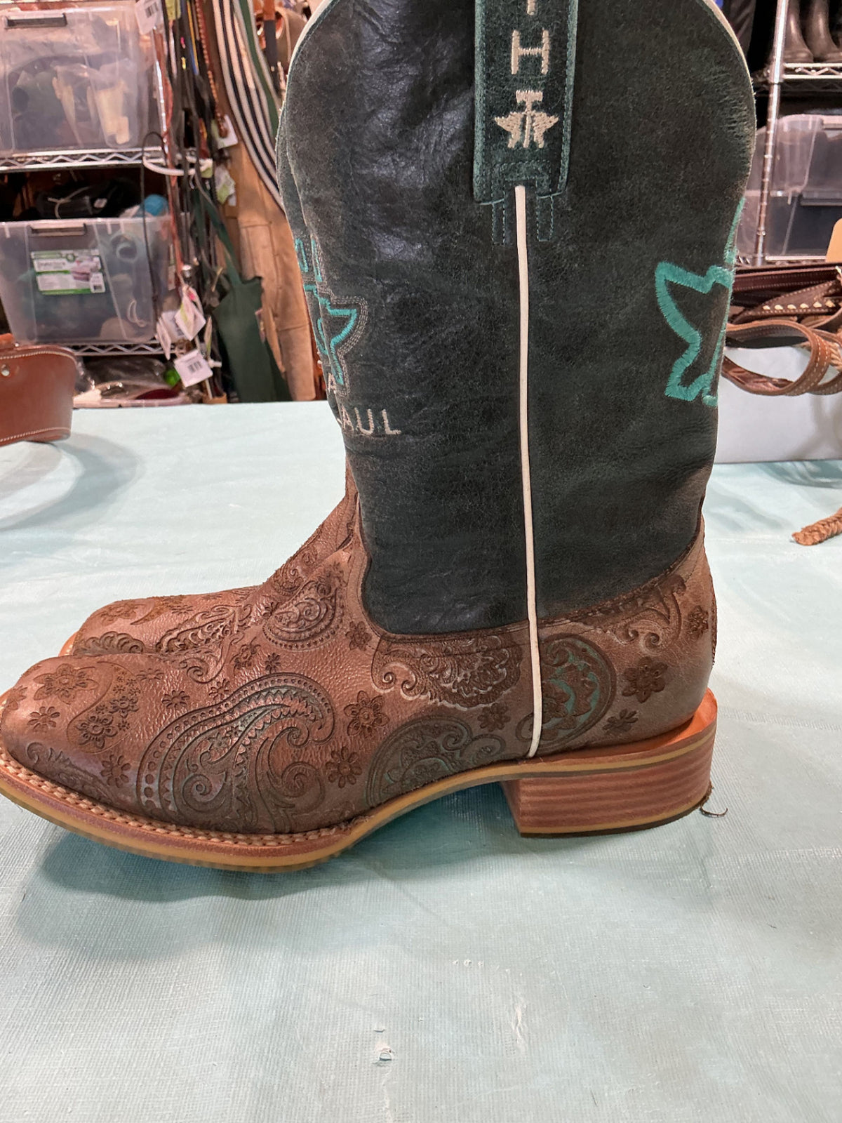 Cowboy Boots Womens Tin Haul Paisley Breeze Size 10