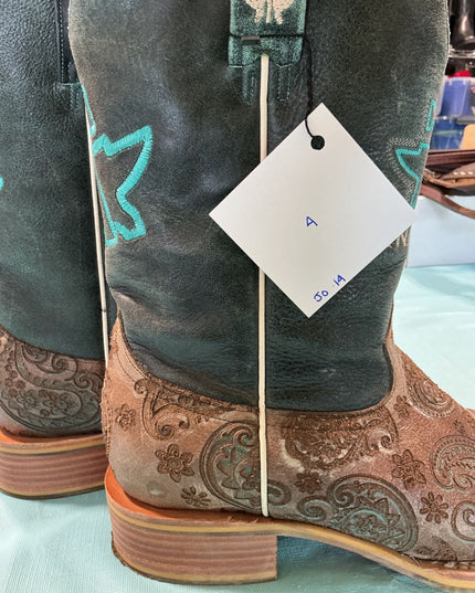 Cowboy Boots Womens Tin Haul Paisley Breeze Size 10