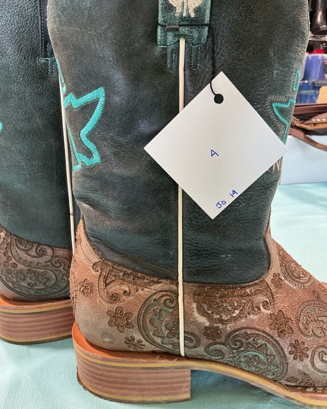 Cowboy Boots Womens Tin Haul Paisley Breeze Size 10