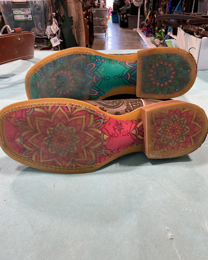 Cowboy Boots Womens Tin Haul Paisley Breeze Size 10