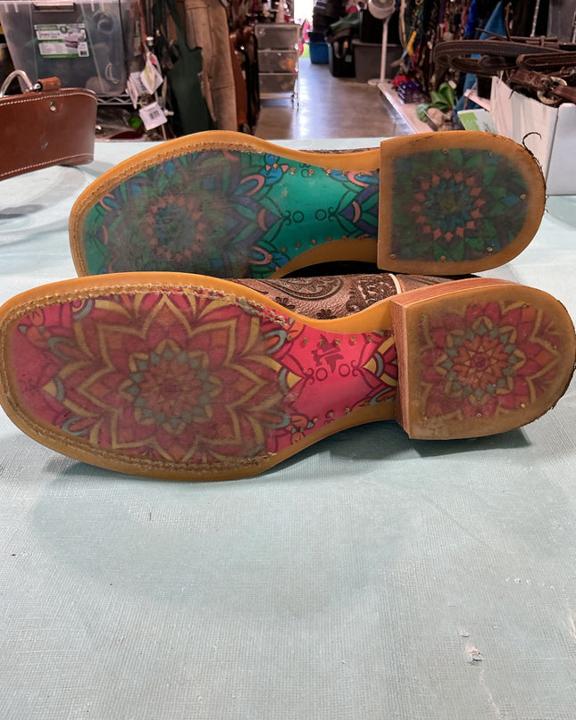 Cowboy Boots Womens Tin Haul Paisley Breeze Size 10