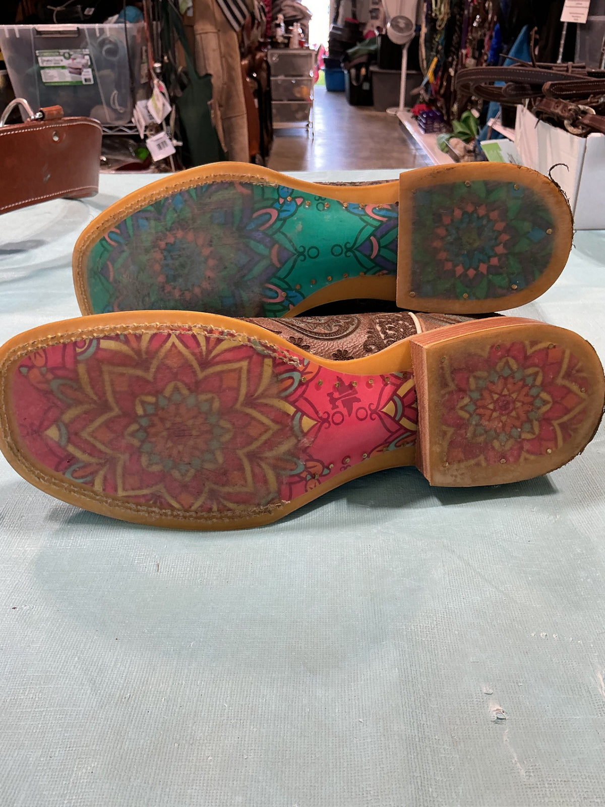 Cowboy Boots Womens Tin Haul Paisley Breeze Size 10