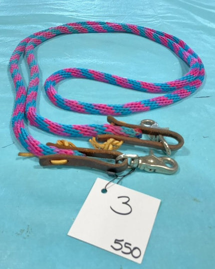Western Rope Reins Pink/Blue 