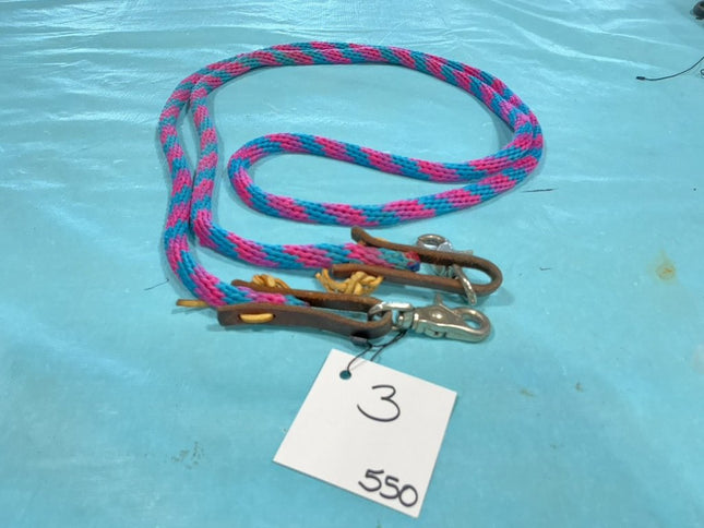 Western Rope Reins Pink/Blue 