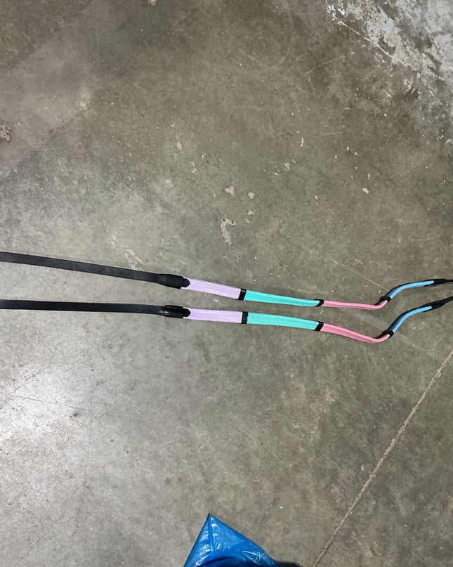 English Reins Rubber Rainbow Trainin - Black - Pony *NEW*