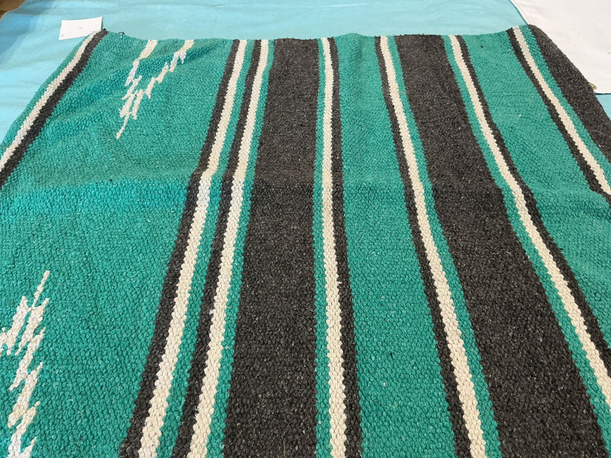 Saddle Blanket  Turquoise/Grey. 56" x 27"