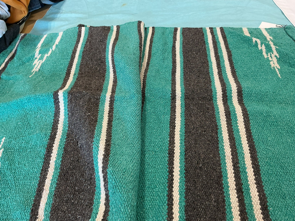 Saddle Blanket  Turquoise/Grey. 56" x 27"