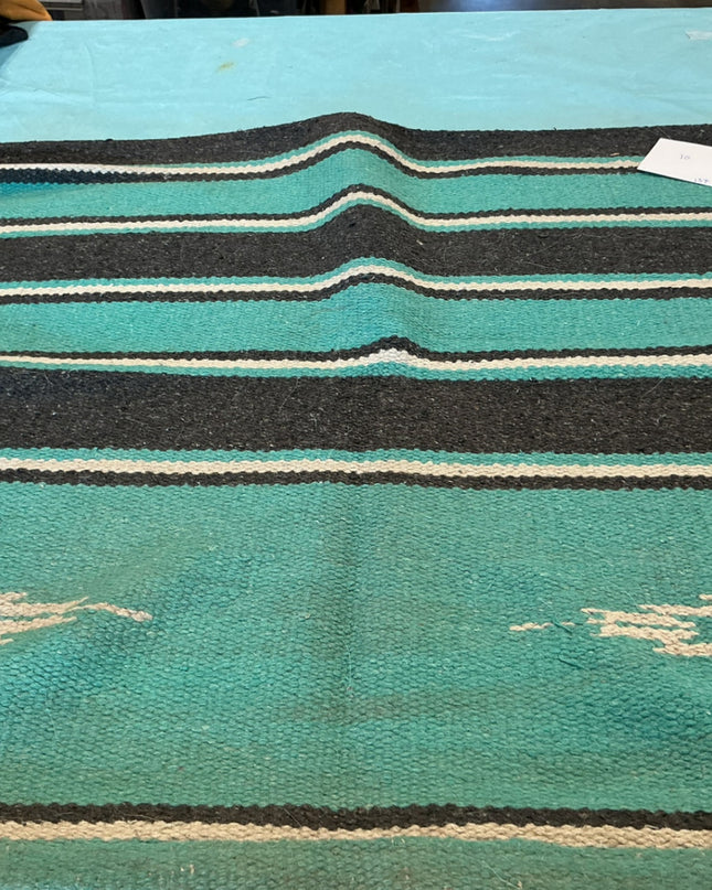 Saddle Blanket  Turquoise/Grey. 56" x 27"