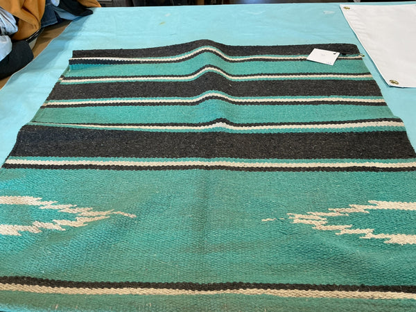 Western Saddle Blanket – Turquoise/Grey, 56" x 27" (A) | Used, Acceptable