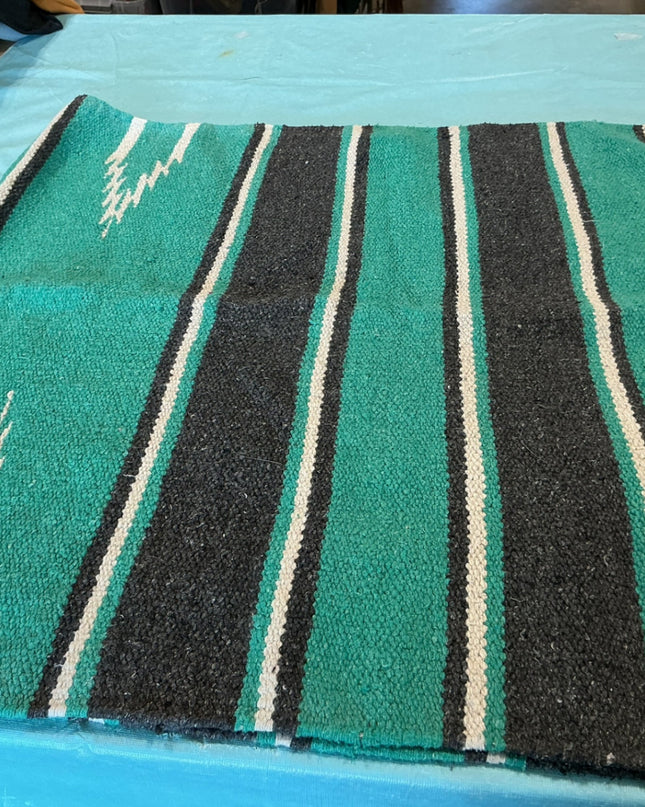 Saddle Blanket   Turquoise/Grey. 56+" x 27"
