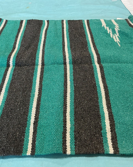 Saddle Blanket  Turquoise/Grey. 56" x 27"