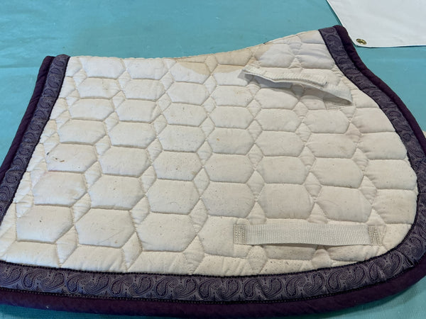 English Saddle Pad – White/Purple, Pony | Used, Acceptable
