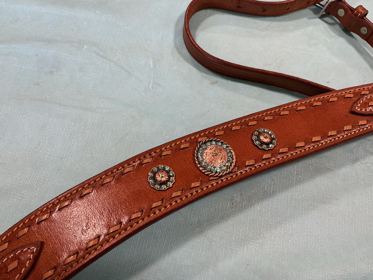 Western Headstall & Breast Collar Teal Conchos