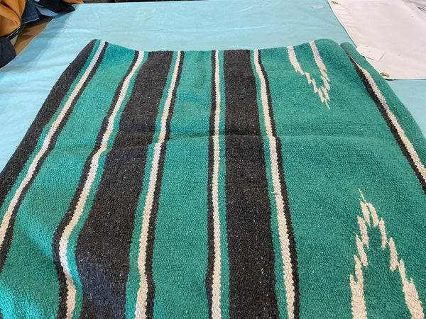 Western Saddle Blanket – Turquoise/Grey, 56" x 27" (D) | Used, Good