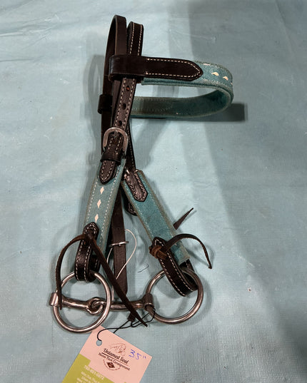 Western Headstall small Pony Teal With Bit 3.5" 