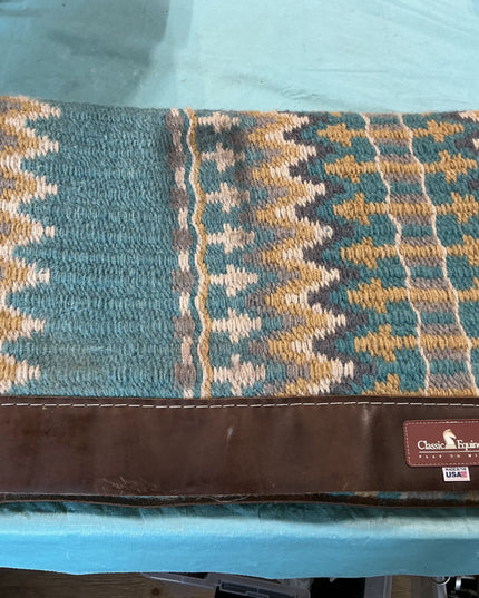 Saddle Pad Classic Equine Wool Top 32 x 32 Blue/Grey/White