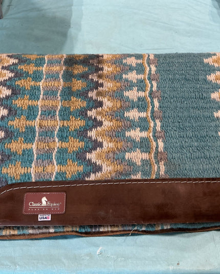Saddle Pad Classic Equine Wool Top 32 x 32 Blue/Grey/White