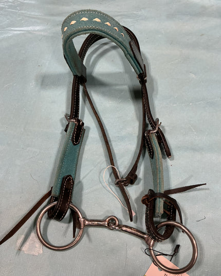 Western Headstall small Pony Teal With Bit 3.5" 