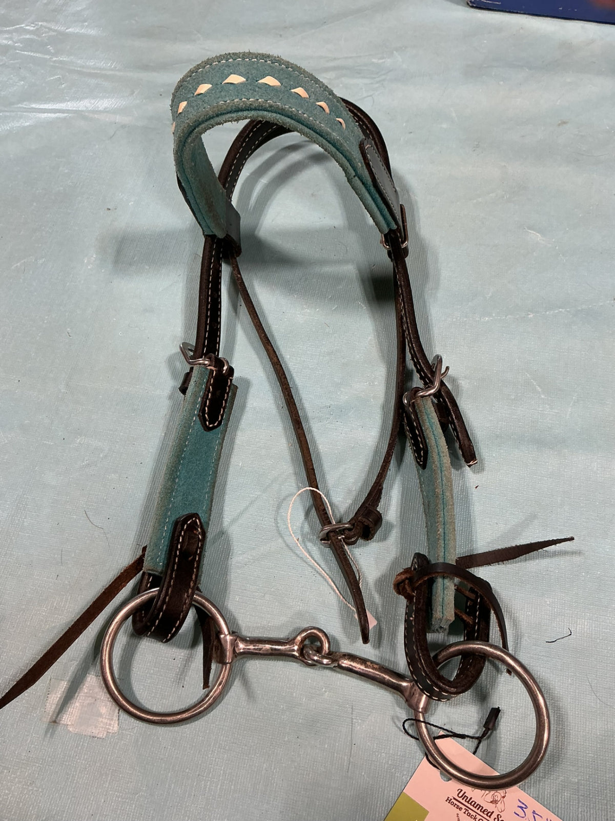 Western Headstall small Pony Teal With Bit 3.5" 