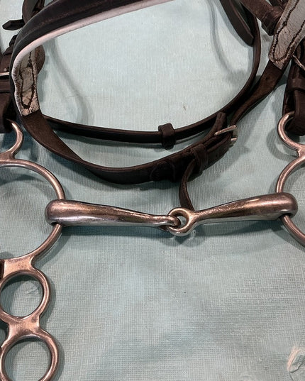 English Bridle With Bit 5.75"& Reins Black 