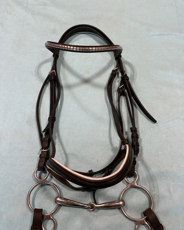 English Bridle With Bit 5.75"& Reins Black 
