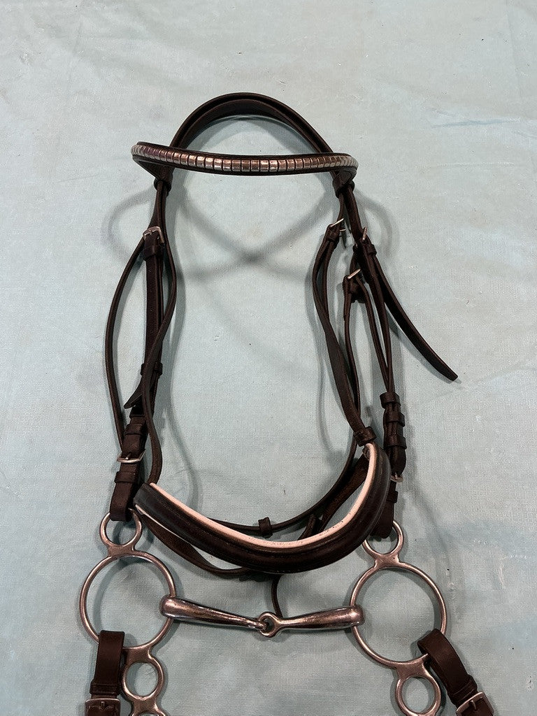 English Bridle With Bit 5.75"& Reins Black 