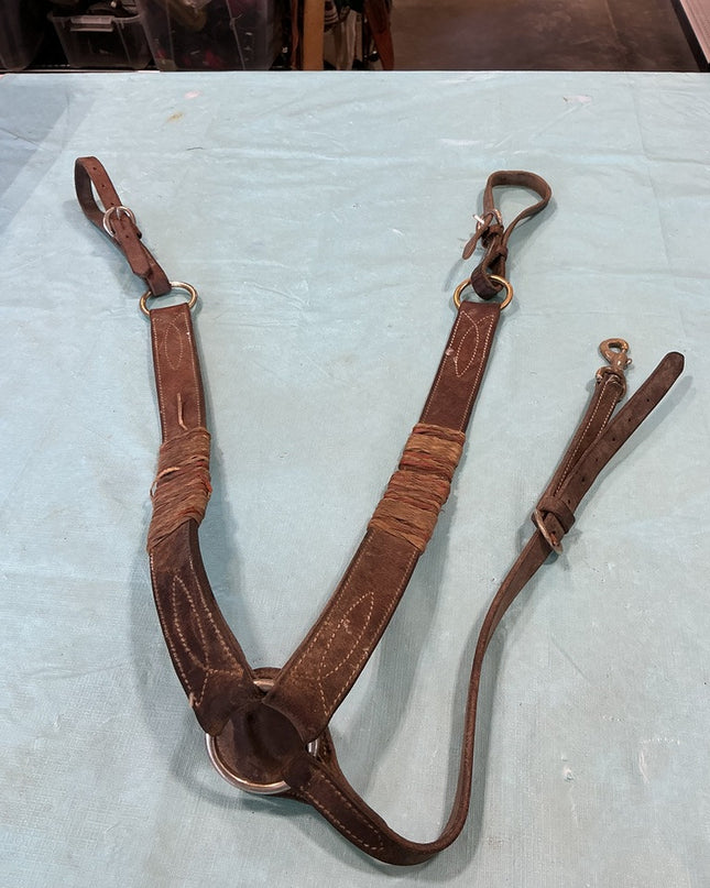 Breast Collar Brown Leather with Rawhide 