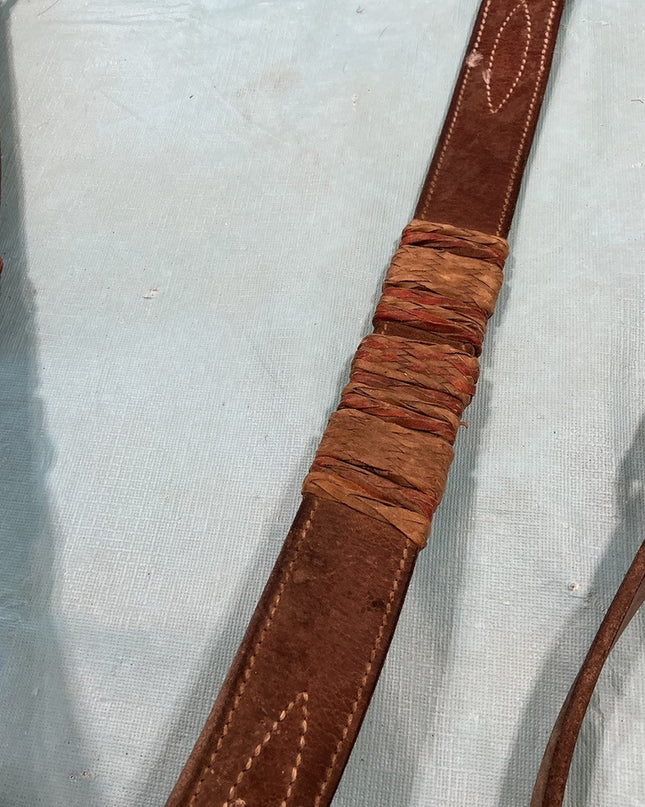 Breast Collar Brown Leather with Rawhide 