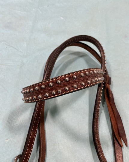 Headstall Western Brown Leather Decorative Beads