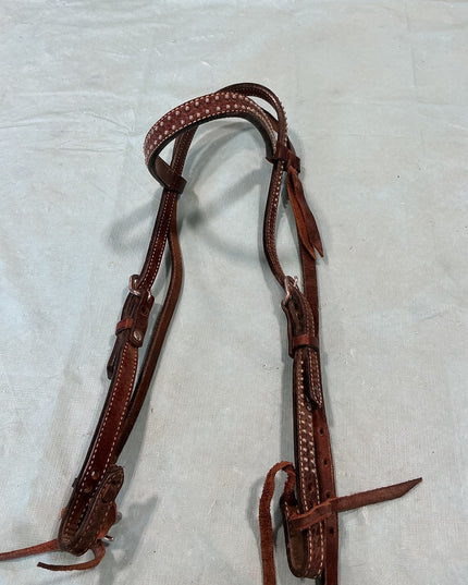 Headstall Western Brown Leather Decorative Beads