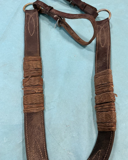Breast Collar Brown Leather with Rawhide 