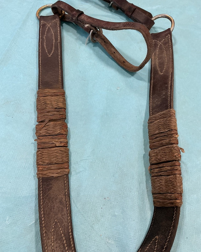 Breast Collar Brown Leather with Rawhide 