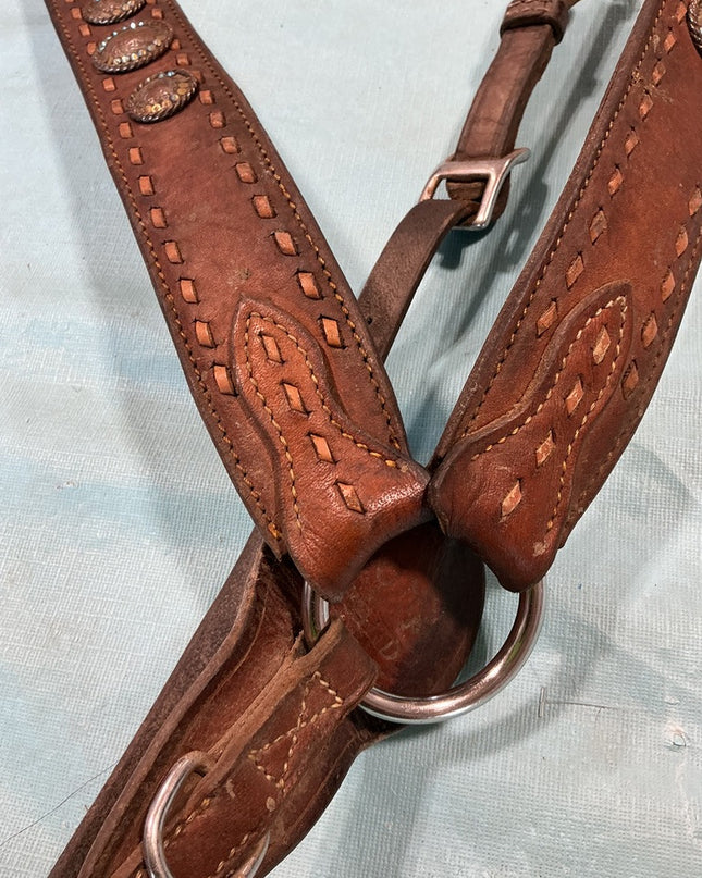 Western Breast Collar Conchos Missing Diamonds 