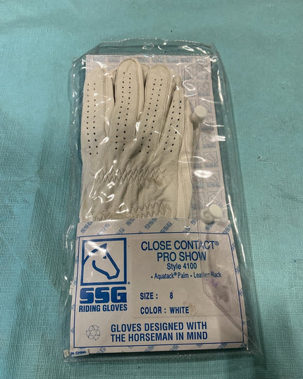 English Riding GLoves White Size 8