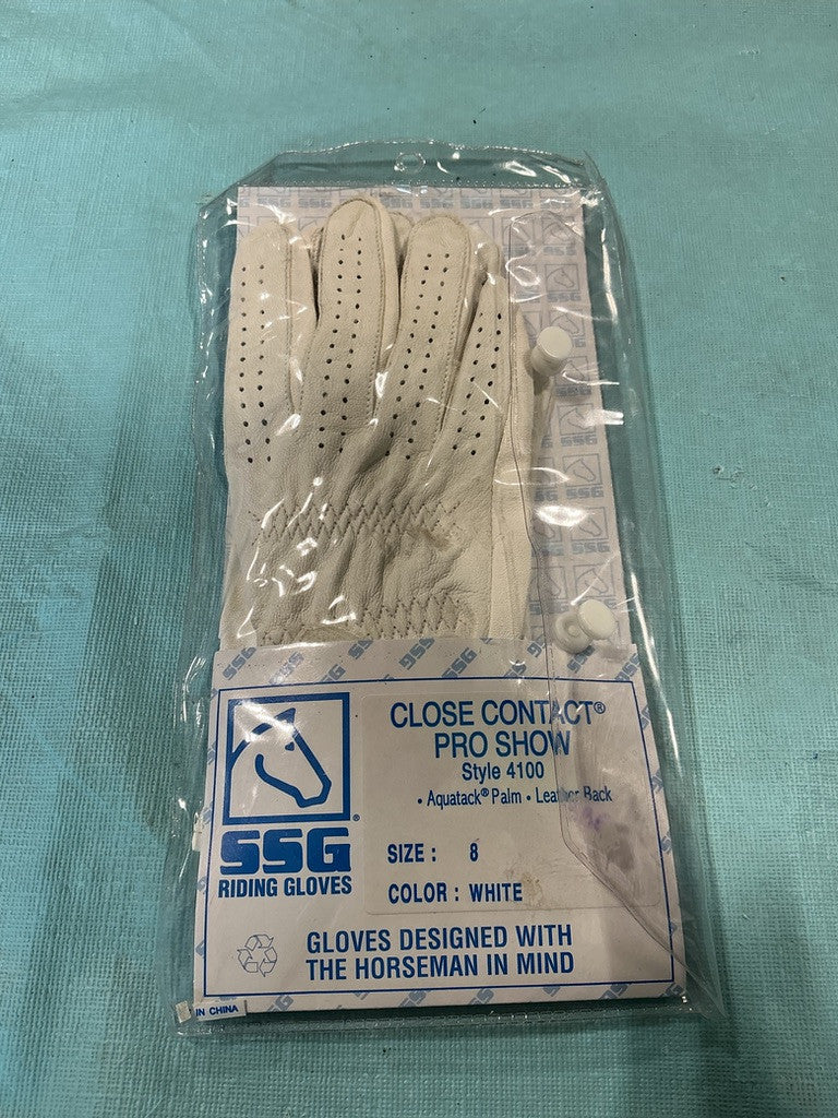 English Riding GLoves White Size 8