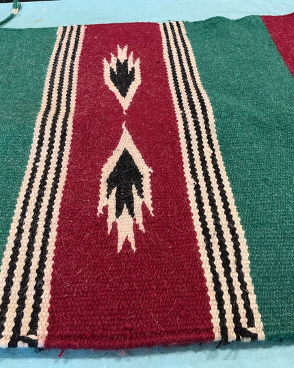 Saddle Blanket Red/Green/Tan. 32 x 31