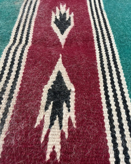 Saddle Blanket Red/Green/Tan. 32 x 31