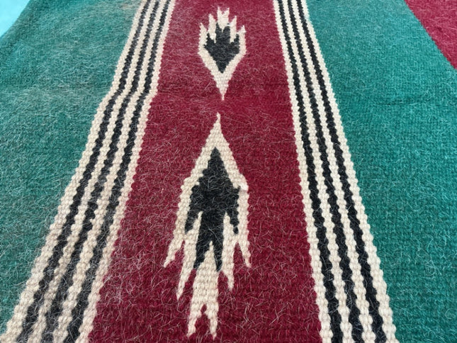Saddle Blanket Red/Green/Tan. 32 x 31