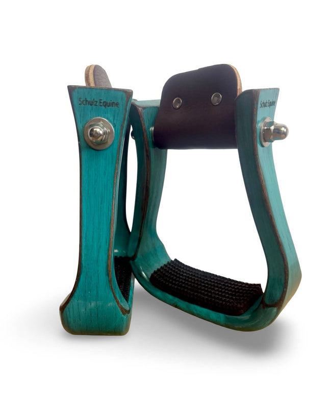 Wooden Stirrups- Turquoise Barrel Racing Style
