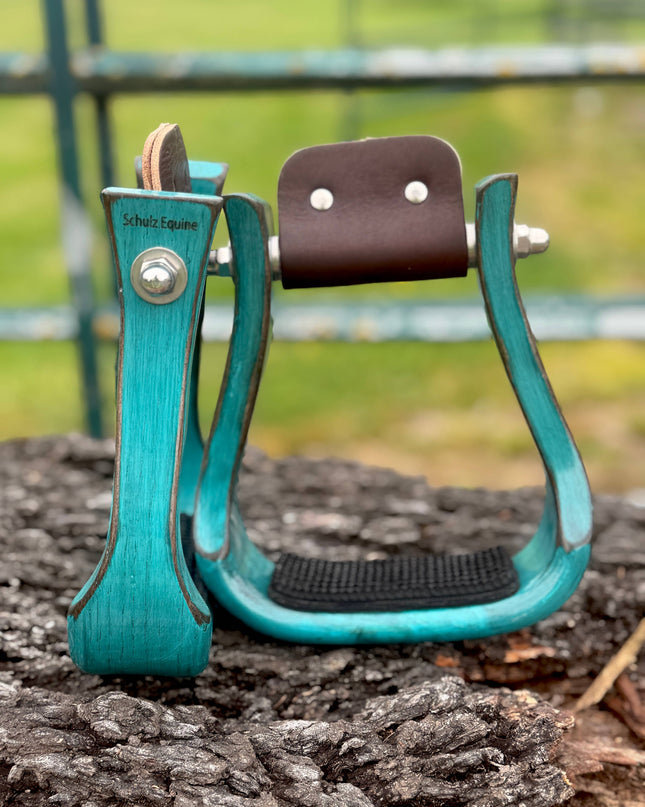 Wooden Stirrups- Turquoise Barrel Racing Style