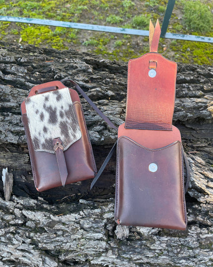 Cell Phone Back Cinch Holder: Cowhide