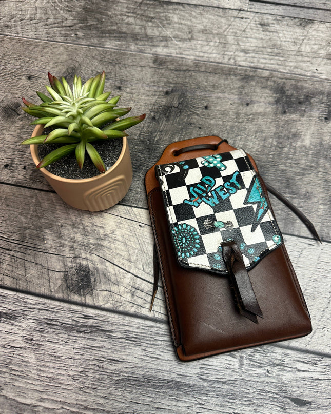 Cell Phone Back Cinch Holder: Turquoise Glass