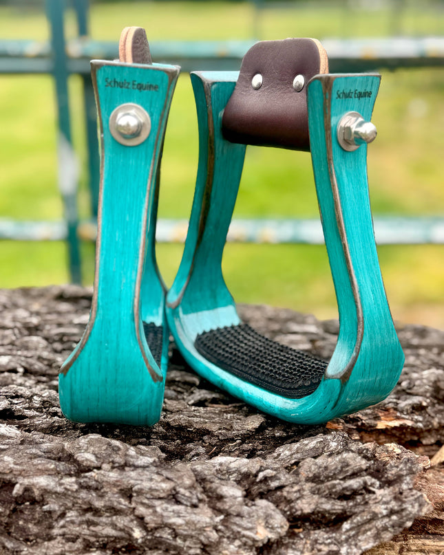 Wooden Stirrups- Turquoise Barrel Racing Style