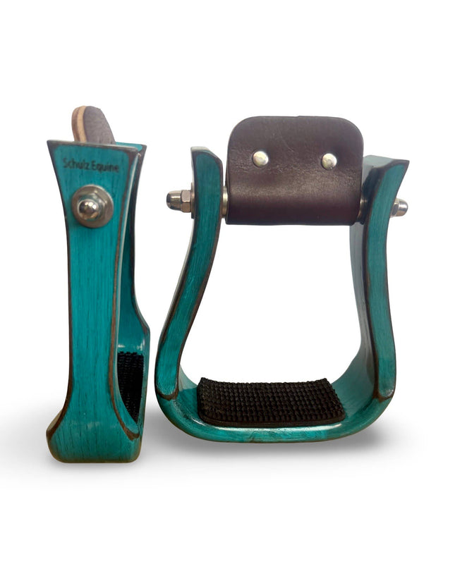 Wooden Stirrups- Turquoise Barrel Racing Style