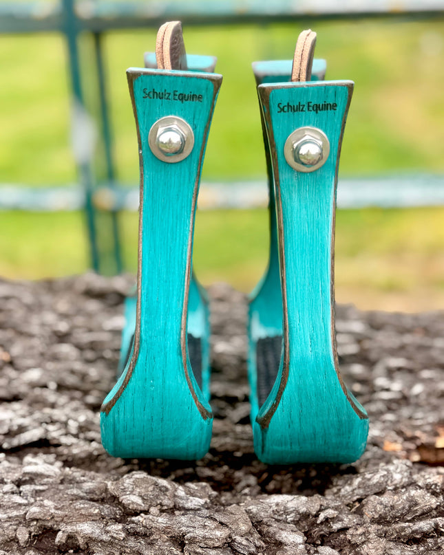 Wooden Stirrups- Turquoise Barrel Racing Style