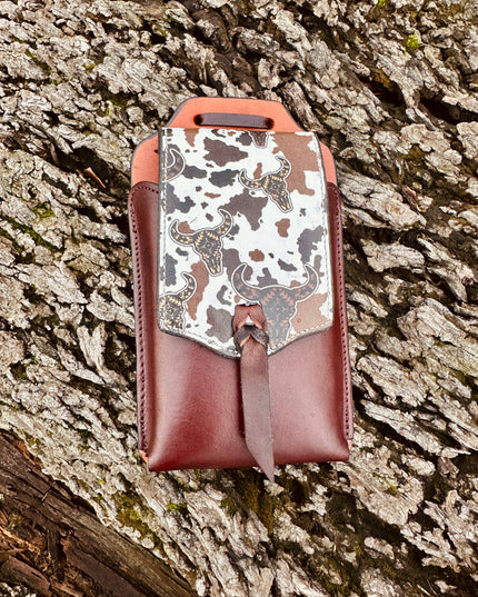 Cell Phone Back Cinch Holder: Cowhide