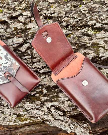 Cell Phone Back Cinch Holder: Cowhide