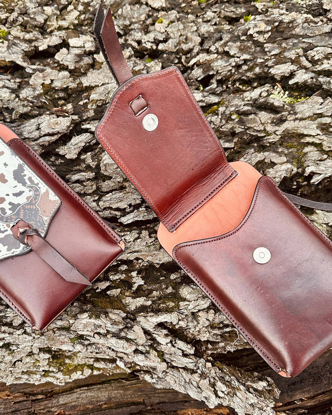 Cell Phone Back Cinch Holder: Cowhide