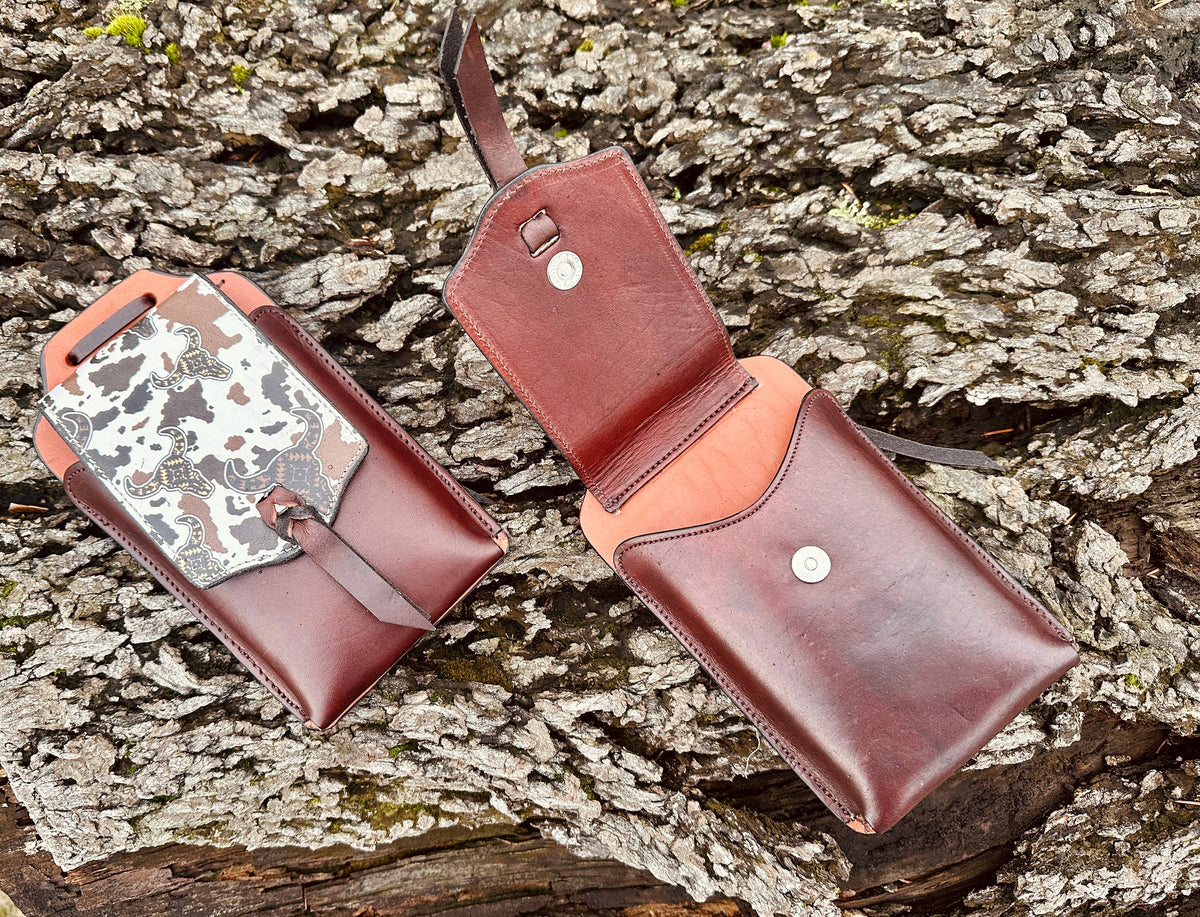 Cell Phone Back Cinch Holder: Cowhide
